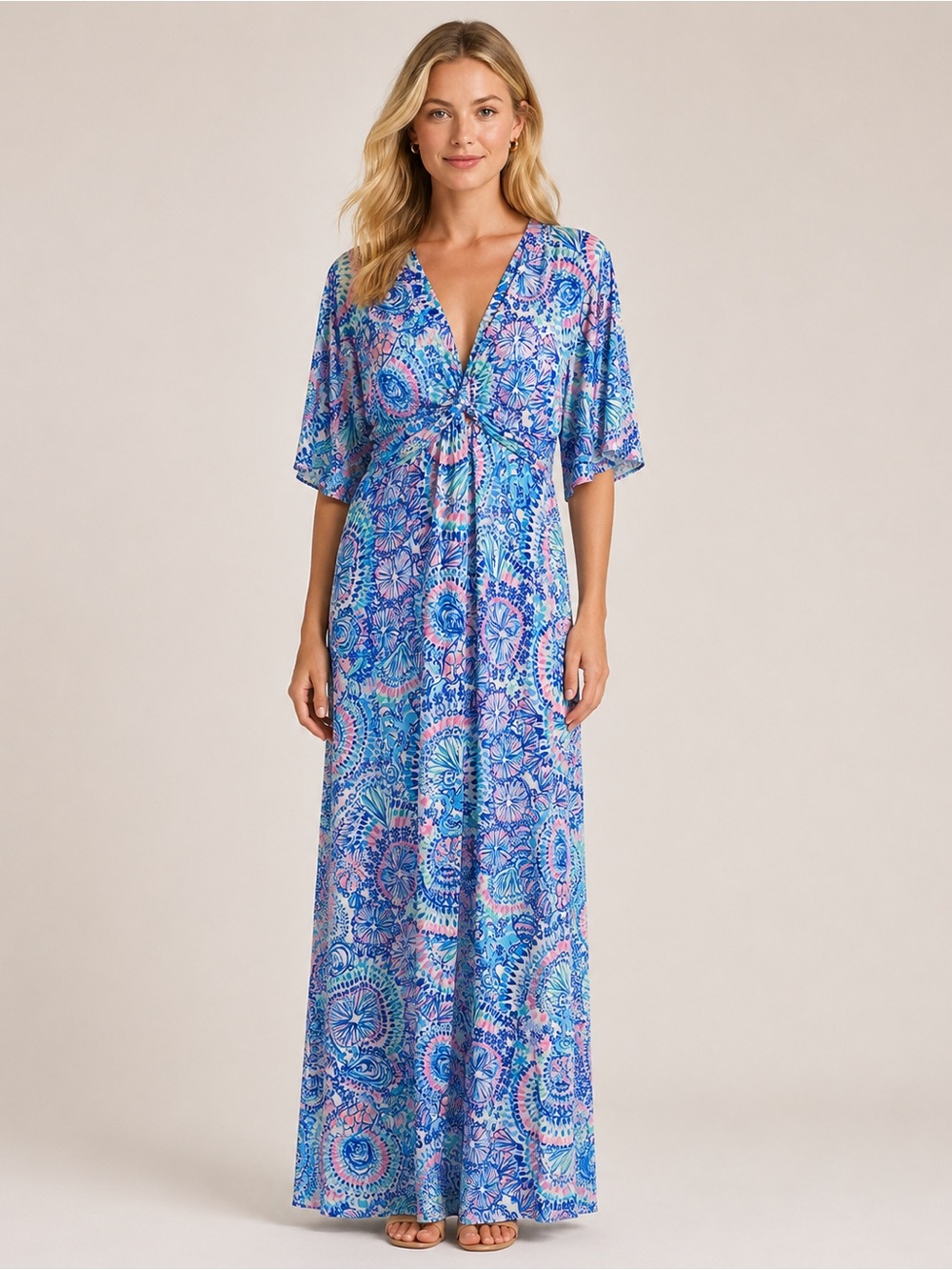 Lilly Pulitzer Minka Maxi Dress pink blue octopus Size 6 6071
